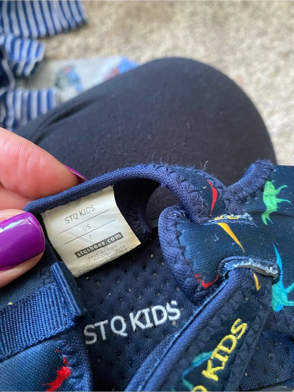Navy Dinosaur Water Shoes for Kids - Size 7